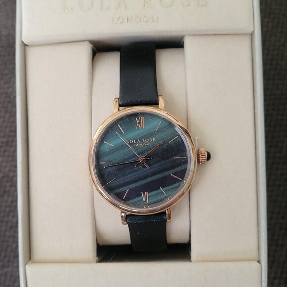 Lola Rose London Watch, Malachite, Textured Watch, Leather Band, NIB - Picture 1 of 5